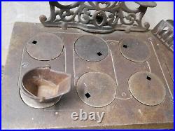 Antique Marvel Range Cast Iron Stove- Salesman Sample Doll Toy Big 16 in. Wide