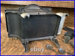 Antique Midget Cast Iron Toy Stove Salesman Sample Range Cooks Accessories Lot
