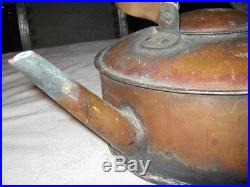 Antique Primitive Copper Farm House Kitchen Stove Tea Coffee Kettle Hearth Pot
