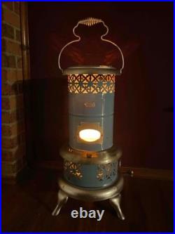 Antique Robin Egg Blue Enamel 260C Perfection Oil Kero Parlor Cabin Heater Stove