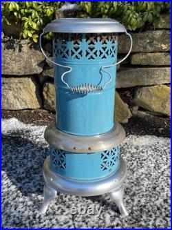 Antique Robin Egg Blue Enamel 260C Perfection Oil Kero Parlor Cabin Heater Stove