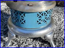 Antique Robin Egg Blue Enamel 260C Perfection Oil Kero Parlor Cabin Heater Stove