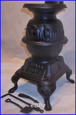 Antique SPARK Miniature Cast Iron Pot Belly Stove Grey Iron Casting, Mt Joy PA