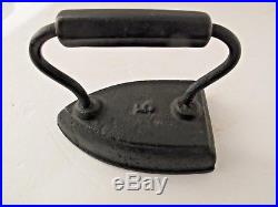 Antique Sad Iron's (5) with Stove Heating Iron Holder and Lifter Rare