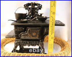 Antique Salesmen Sample Cast Iron Crescent Wood Burning Stove Complete A Gem