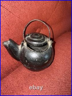 Antique Vintage Cast Iron Toy Stove Mini Sample Tea Kettle Insert Range Top