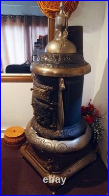 Antique Wood Stove Round Oak X-180 Double Burner Working Condition
