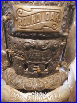 Antique Wood Stove Round Oak X-180 Double Burner Working Condition