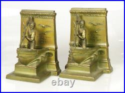 Antique bronze Whaleman's bookends A Dead Whale or A Stove Boat excellent