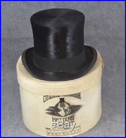 Antique top hat stove pipe hat box Victorian Edwardian original 1800 vg