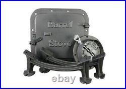 Barrel Stove Kit Cast Iron Legs Door 55 Gallon Steel Drum Wood Burner Heater
