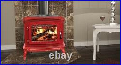 Breckwell Cast Iron Wood Stove RED Enamel Porcelain Fireplace Refurbished