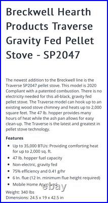 Breckwell SP2047 Non-Electric Traverse Pellet Stove