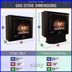 Buck Stove 384 Vent-Free 32 NG/LP Gas Stove with Blower & Pedestal 33,000 BTU