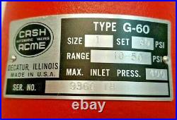 CASH Type G-60 1 Pressure Regulator Valve Set 30 Range 10-50 Inlet 400 PSI