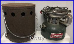 COLEMAN 502 SINGLE BURNER Gas CAMP STOVE with HEAT DRUM vtg Made in USA 10/73