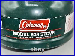 COLEMAN 508-700 Gas Stove 8-89 Unused Unfired In Case with Wrench Tag & Paperwork