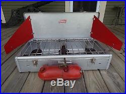 COLEMAN Model 443 3 Burner GAS CAMP STOVE withrare ALUMINUM CASE