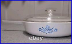 CORNING WARE RANGE TOPPER N-10-B 10 SKILLET With LID BLUE CORNFLOWER RARE