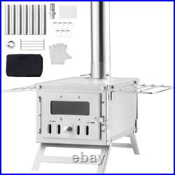 Camping Tent Wood Stove Stainless Steel with 80 in Chimney Pipe Hot Tent Heater