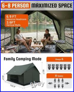 Camping Tent with Floor 6-8 Person, Canvas Hot Tent with Stove Jack, GREEN