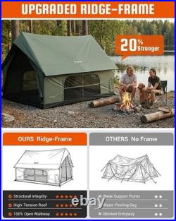 Camping Tent with Floor 6-8 Person, Canvas Hot Tent with Stove Jack, GREEN