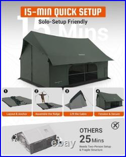 Camping Tent with Floor 6-8 Person, Canvas Hot Tent with Stove Jack, GREEN