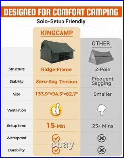 Camping Tent with Floor 6-8 Person, Canvas Hot Tent with Stove Jack, GREEN