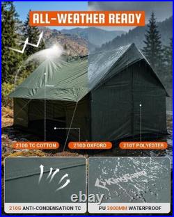 Camping Tent with Floor 6-8 Person, Canvas Hot Tent with Stove Jack, GREEN