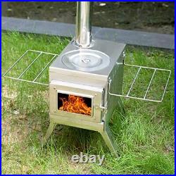Camping Wood Stove, Portable Hot Tent Stove with Sectional Chimney Pipes
