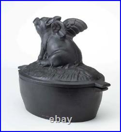 Cast Iron Flying Pig Wood Stove Steamer Humidifier Black Kettle Vintage Pot 12H