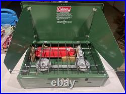 Coleman 2-Burner Camp Stove 425E499 Vintage 1977 In Box Only Fired 1 Time