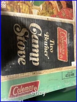 Coleman 2-Burner Camp Stove 425E499 Vintage 1977 In Box Only Fired 1 Time