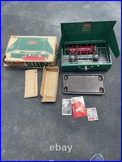 Coleman 2-Burner White Gas Camp Stove Model 413G499 from 1972 NEW Open Box NOS