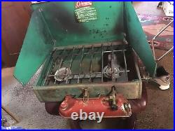 Coleman 425E Two Burner Camping Stove=18 Wide X15Tall X 5 Inch Thick Circa1959
