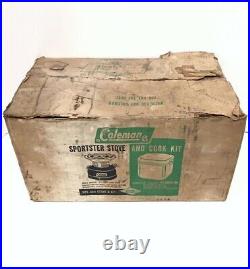 Coleman 502 Single-Burner Camp Stove 1/64 w Metal Case Cook Kit & Original Boxes