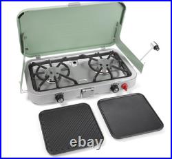 Coleman Cascade 3-in-1 Camping Stove 2 Burner Grill Griddle Combo Authentic