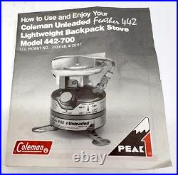 Coleman Peak 1 Feather 442 Dual Fuel Camp Stove withnew xtra generator/case L@@K