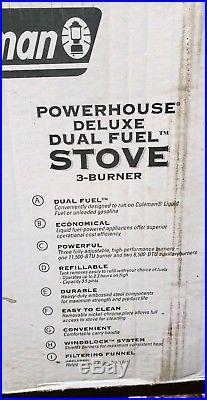Coleman Powerhouse Deluxe Dual Fuel Stove 3-Burner Model 428-700 (Never Lit)