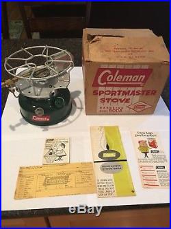 Coleman Sportmaster 500a Stove 6/61 camping with orig box looks unfired/newithminty