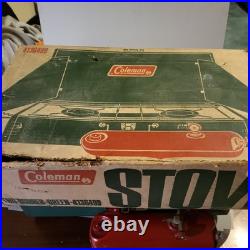 Coleman Two Burner Green Camp Stove 413G499 withBox Vintage 1979