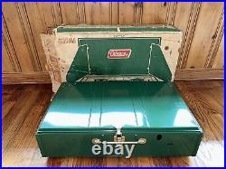Coleman Two Burner Green VTG Camp Stove 413G499 Fish Hike RARE In Box NOS