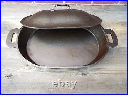 Columbus Iron Works Cast Iron Oval Fish Fryer with Lid, Restored Columbus Iron Works Cast Iron Oval Fish Fryer with Lid, Restored