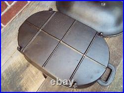 Columbus Iron Works Cast Iron Oval Fish Fryer with Lid, Restored Columbus Iron Works Cast Iron Oval Fish Fryer with Lid, Restored