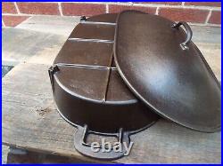 Columbus Iron Works Cast Iron Oval Fish Fryer with Lid, Restored Columbus Iron Works Cast Iron Oval Fish Fryer with Lid, Restored
