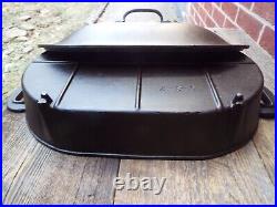 Columbus Iron Works Cast Iron Oval Fish Fryer with Lid, Restored Columbus Iron Works Cast Iron Oval Fish Fryer with Lid, Restored