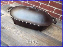 Columbus Iron Works Cast Iron Oval Fish Fryer with Lid, Restored Columbus Iron Works Cast Iron Oval Fish Fryer with Lid, Restored