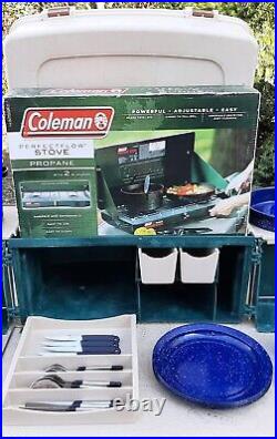 Complete Campmate Portable Kitchen +Brand New Coleman 2-Burner Propane Stove USA
