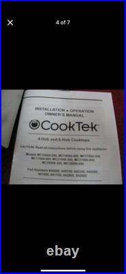 CookTek 645100 Countertop Induct Range Model Number MC14004-200