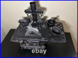Crescent Cast Iron Miniature Stove Set & Accessories Lifter Pots & Pans Vintage